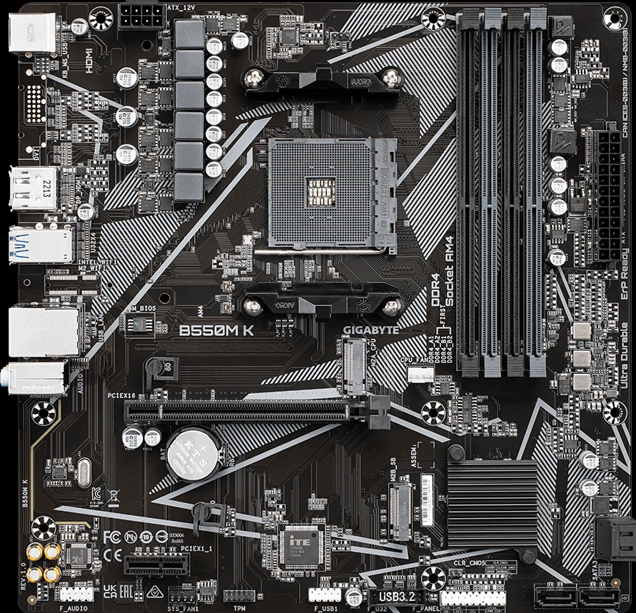 Mainboard Gigabyte B550M K WIFI6E - 2 Khe RAM DDR4 - AM4 - NEW