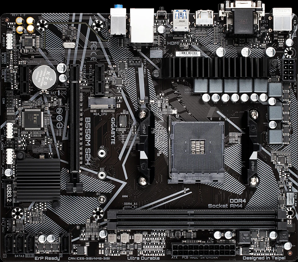 Mainboard Gigabyte B550M S2H - 2 Khe RAM DDR4 - AM4 - NEW