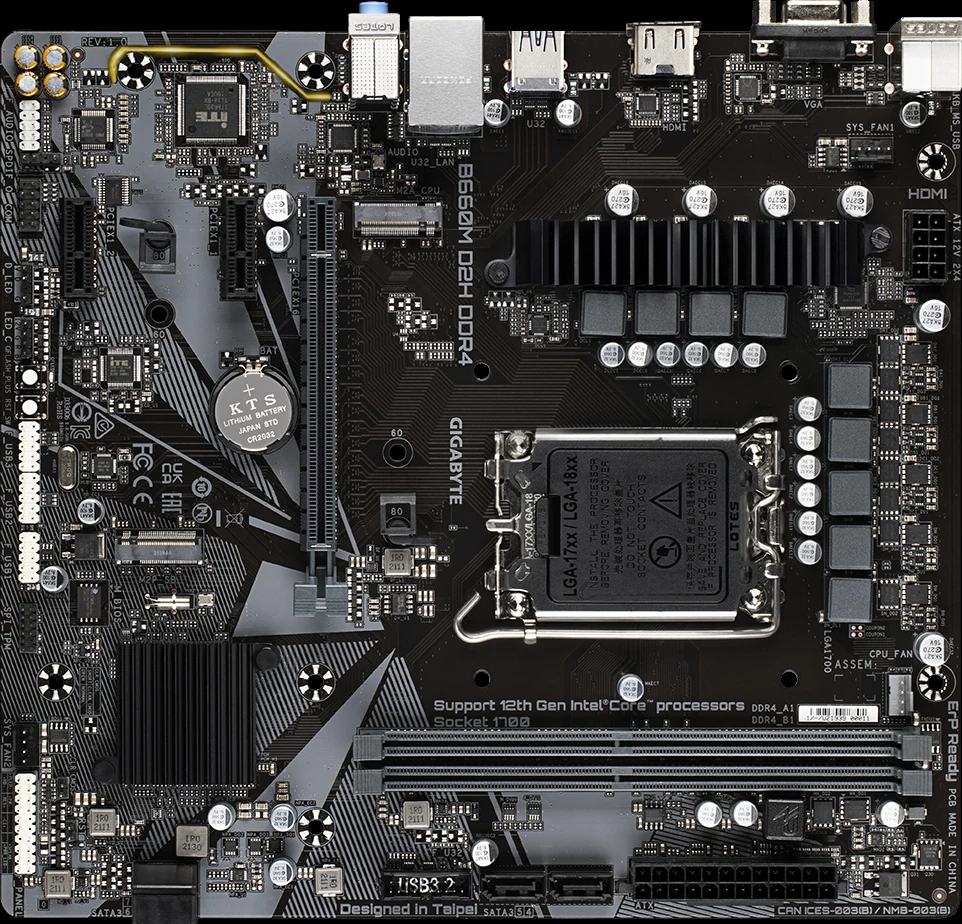 Mainboard Gigabyte B660M D2H DDR4 - 2 Khe RAM DDR4 - LGA 1700 - NEW