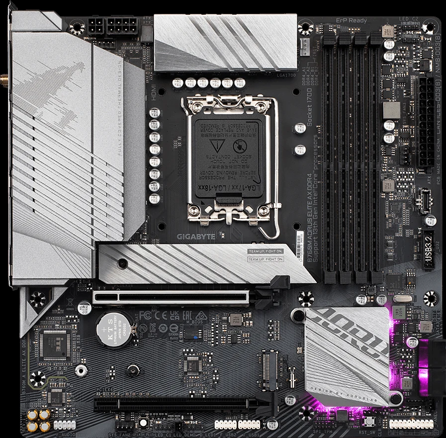 Mainboard Gigabyte B760M AORUS Elite AX DDR4 - 4 Khe RAM DDR4 - LGA 1700 - NEW