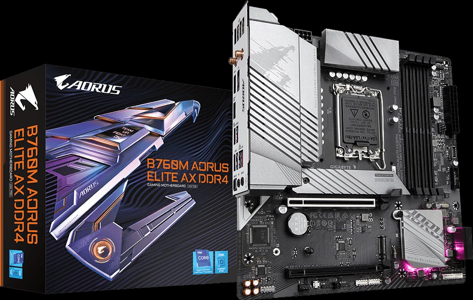 Mainboard Gigabyte B760M AORUS Elite AX DDR4 - 4 Khe RAM DDR4 - LGA 1700 - NEW