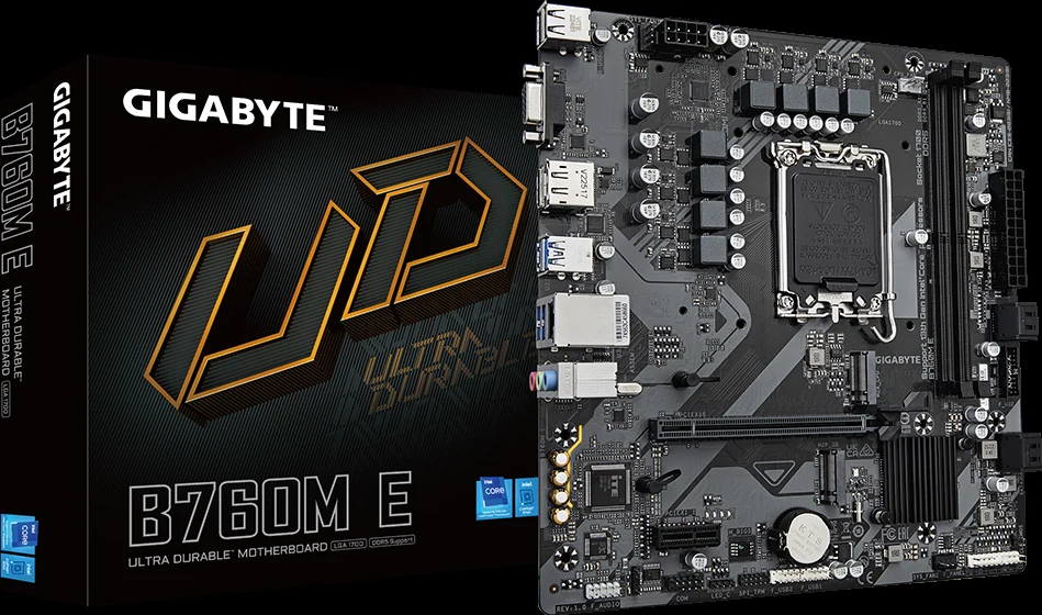 Mainboard Gigabyte B760M E - 2 Khe RAM DDR5 - LGA 1700 - NEW