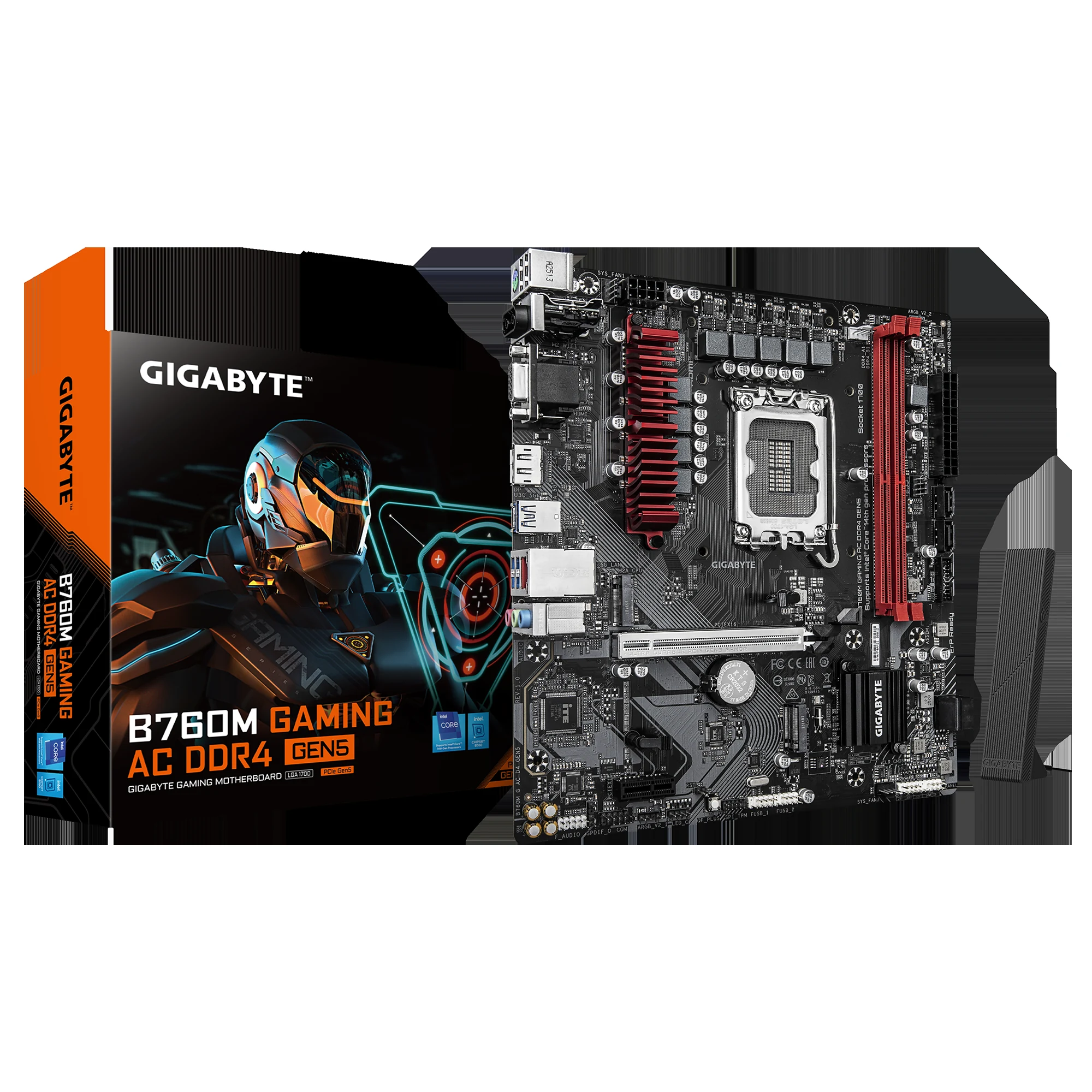 Mainboard Gigabyte B760M Gaming AC DDR4 Gen5 - 4 Khe RAM DDR4 - LGA 1700 - NEW