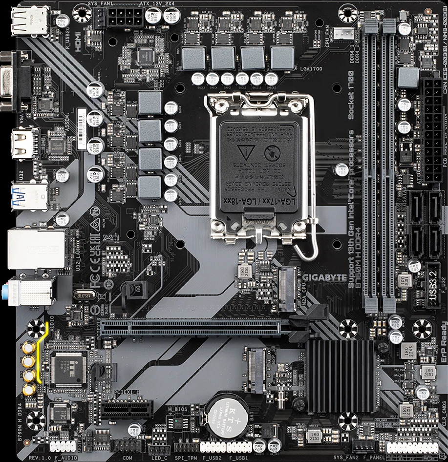 Mainboard Gigabyte B760M H DDR4 - 2 Khe RAM DDR4 - LGA 1700 - NEW