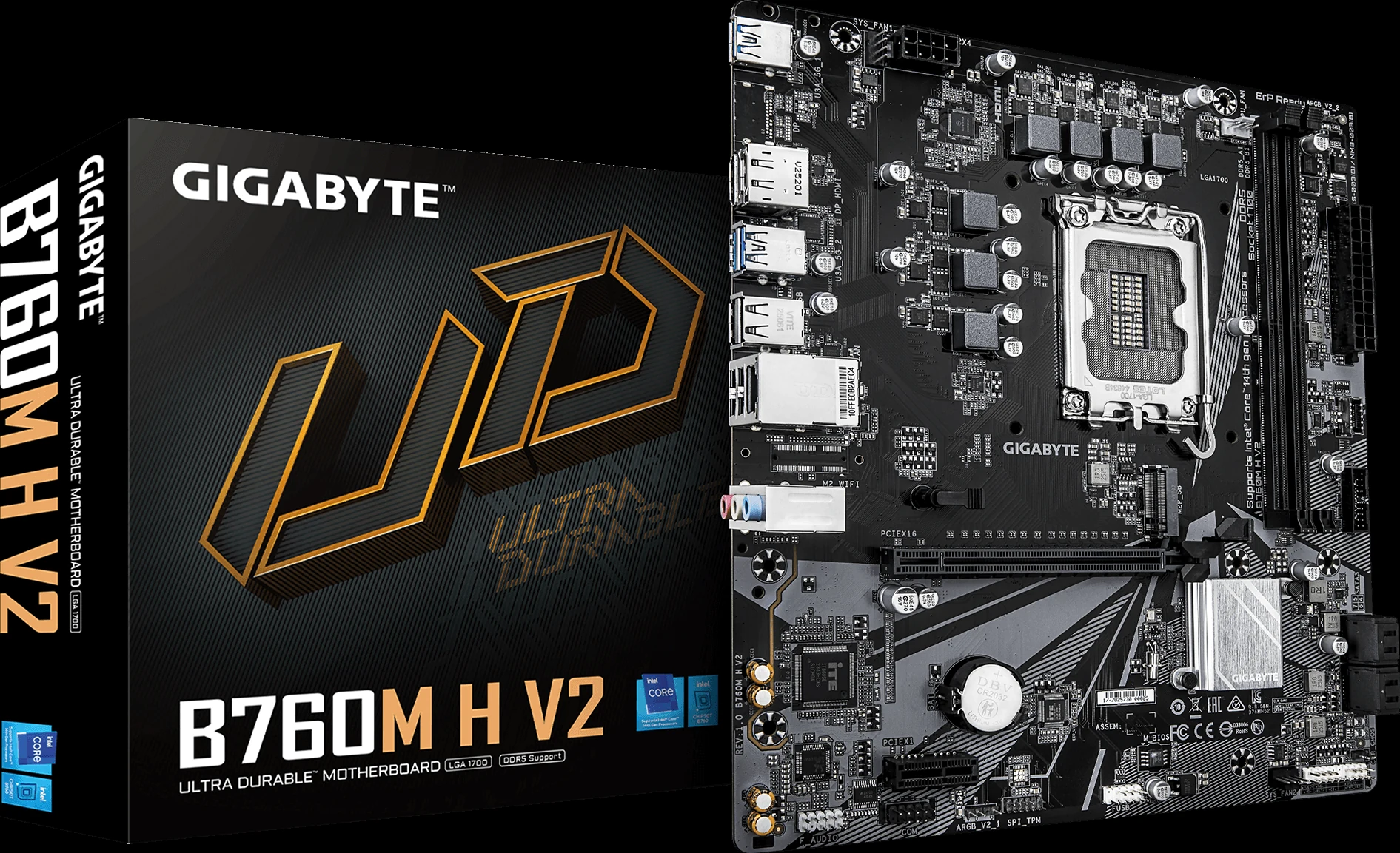 Mainboard Gigabyte B760M H V2 - 2 Khe RAM DDR5 - LGA 1700 - NEW