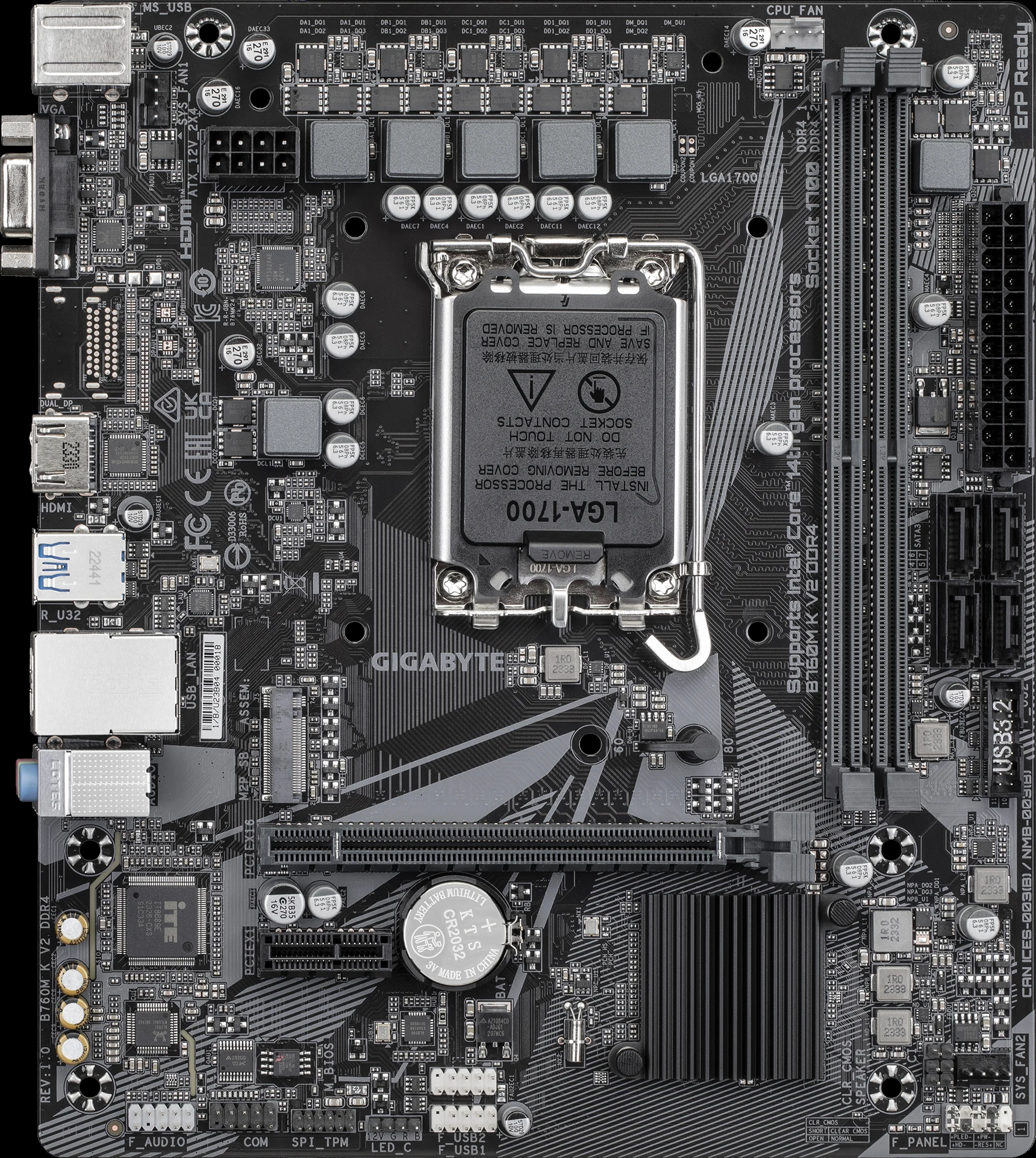 Mainboard Gigabyte B760M K V2 DDR4 - 2 Khe RAM DDR4 - LGA 1700 - NEW