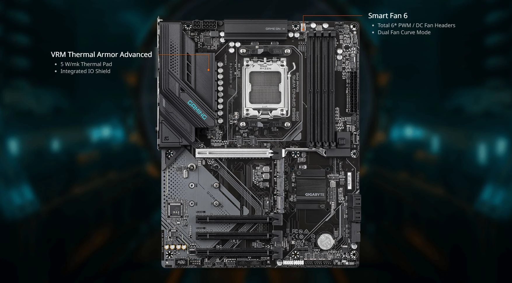 Mainboard Gigabyte B850 GAMING WIFI6 - 4 Khe RAM DDR5 - AM5 - NEW
