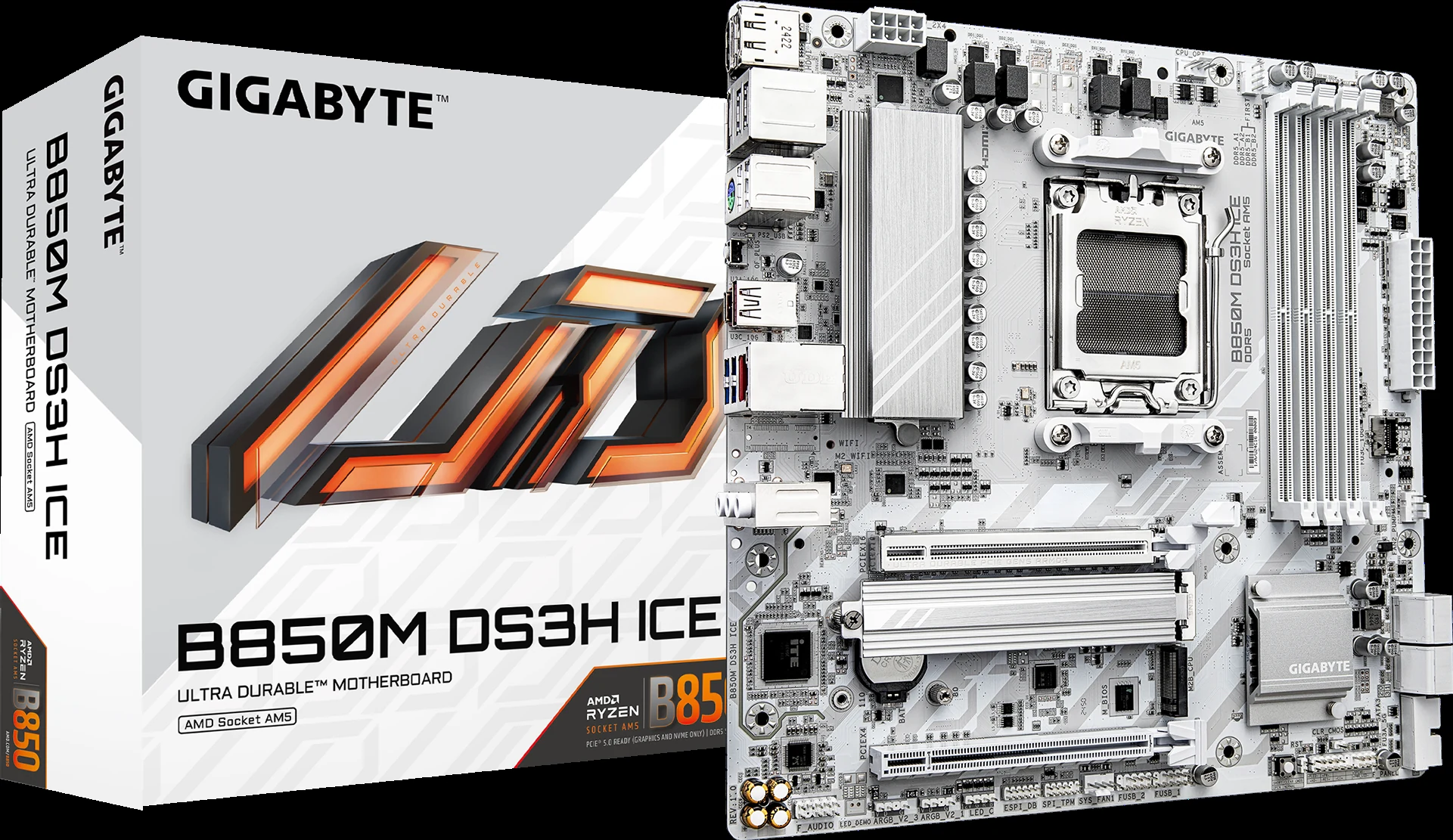 Mainboard Gigabyte B850M DS3H ICE - 4 Khe RAM DDR5 - AM5 - NEW