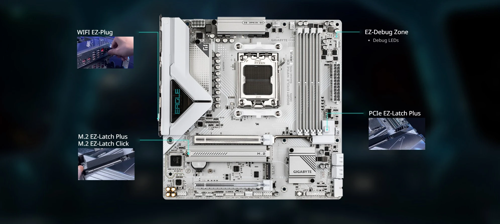 Mainboard Gigabyte B850M EAGLE WIFI7 - 4 Khe RAM DDR5 - AM5 - NEW