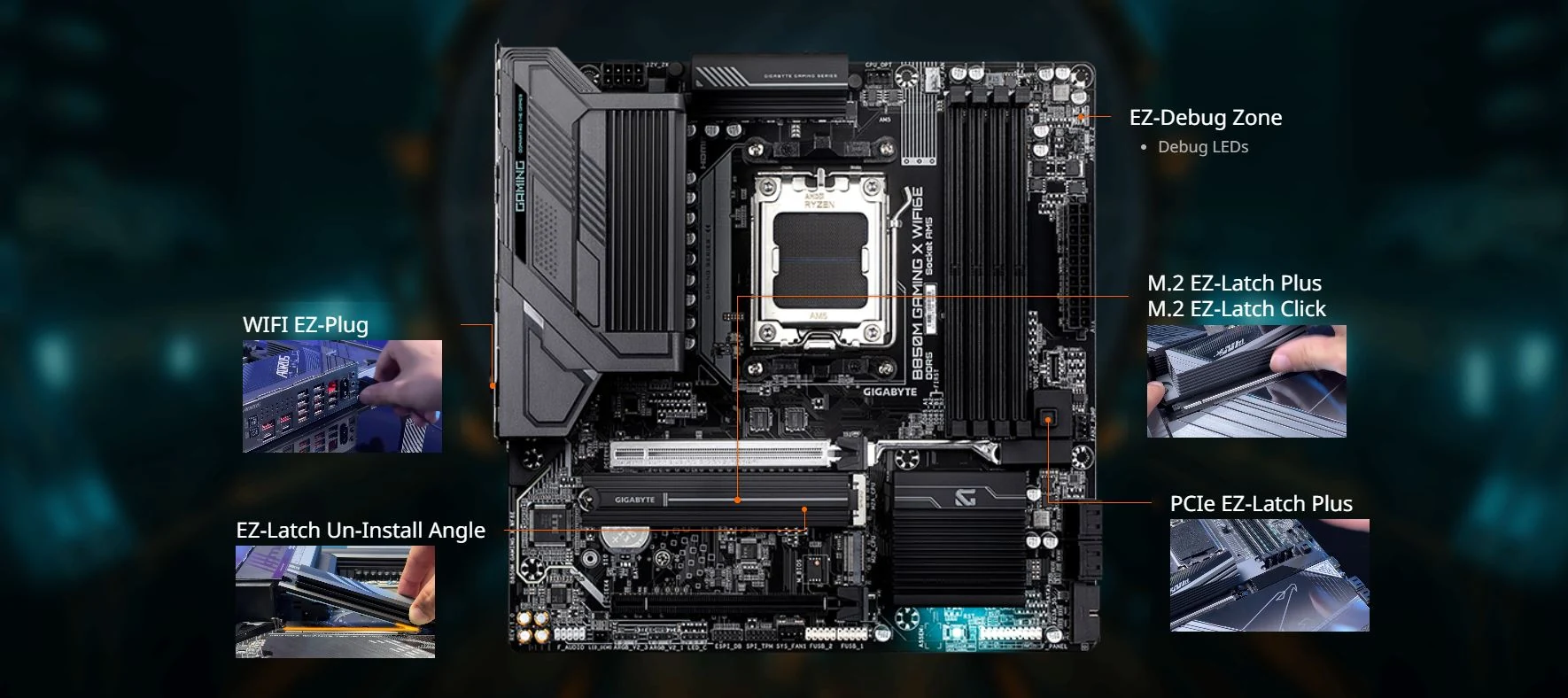 Mainboard Gigabyte B850M GAMING X WIFI6E - 4 Khe RAM DDR5 - AM5 - NEW