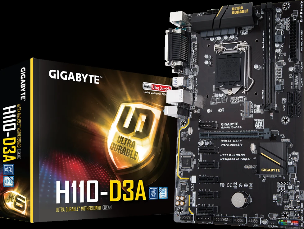 Mainboard Gigabyte GA-H110-D3A - LGA 1151 - NEW