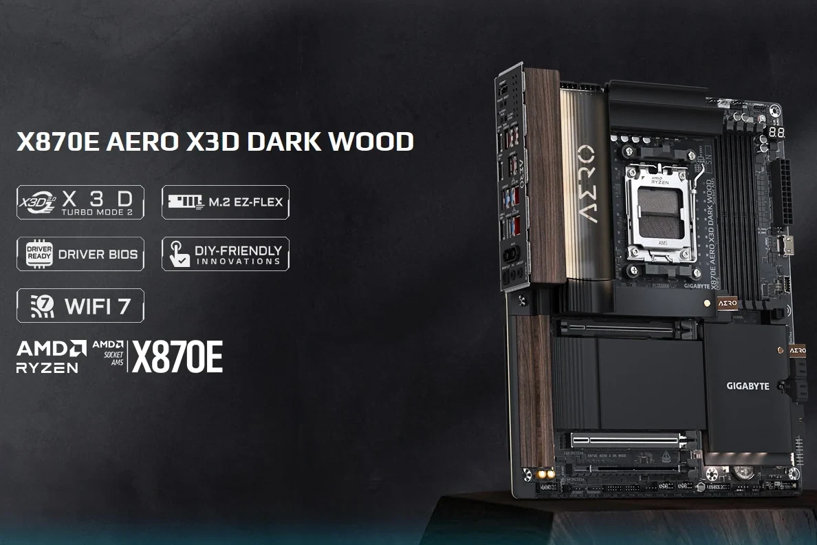 Mainboard Gigabyte X870E AERO X3D DARK WOOD - 4 Khe RAM DDR5 - AM5 - NEW