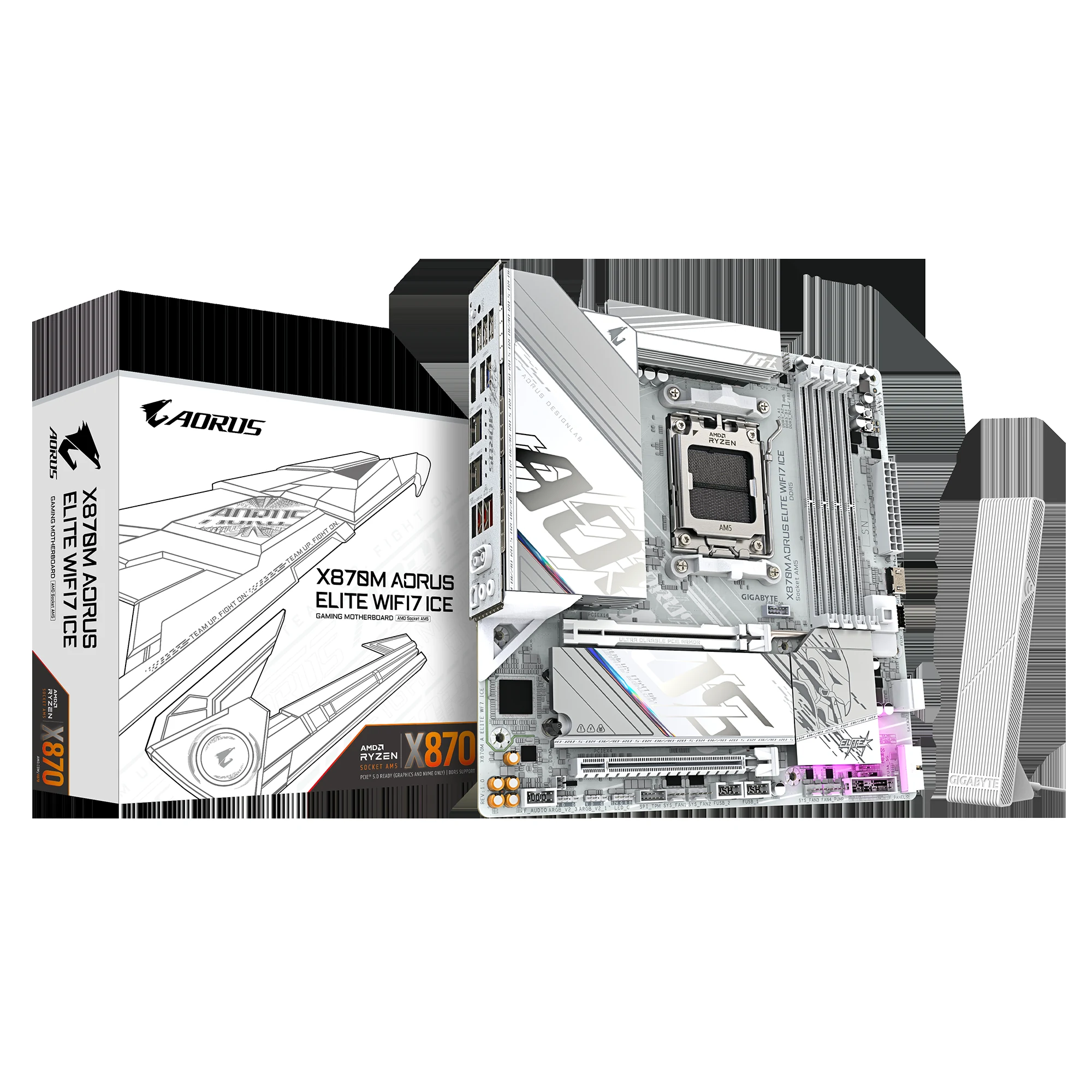 Mainboard Gigabyte X870M AORUS ELITE WIFI7 ICE - 4 Khe RAM DDR5 - AM5 - NEW