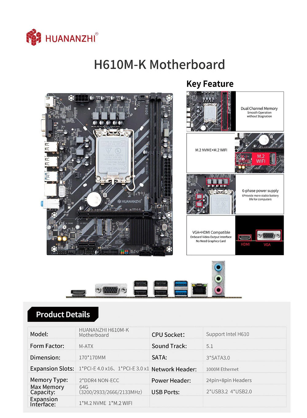 Mainboard Huananzhi H610M-VD
