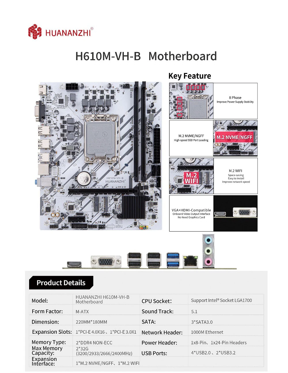 Mainboard Huananzhi H610M-VH-B