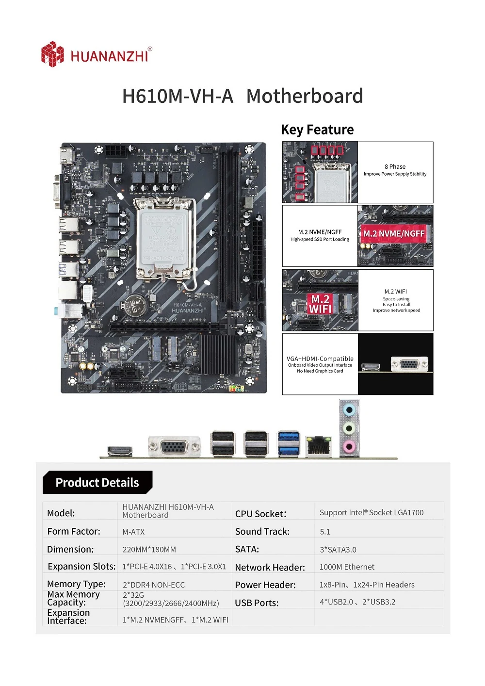 Mainboard Huananzhi H610M-VH-B