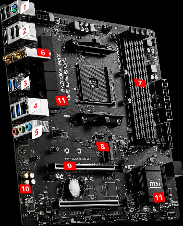 Mainboard MSI B450M BAZOOKA MAX WIFI - AM4 - NEW