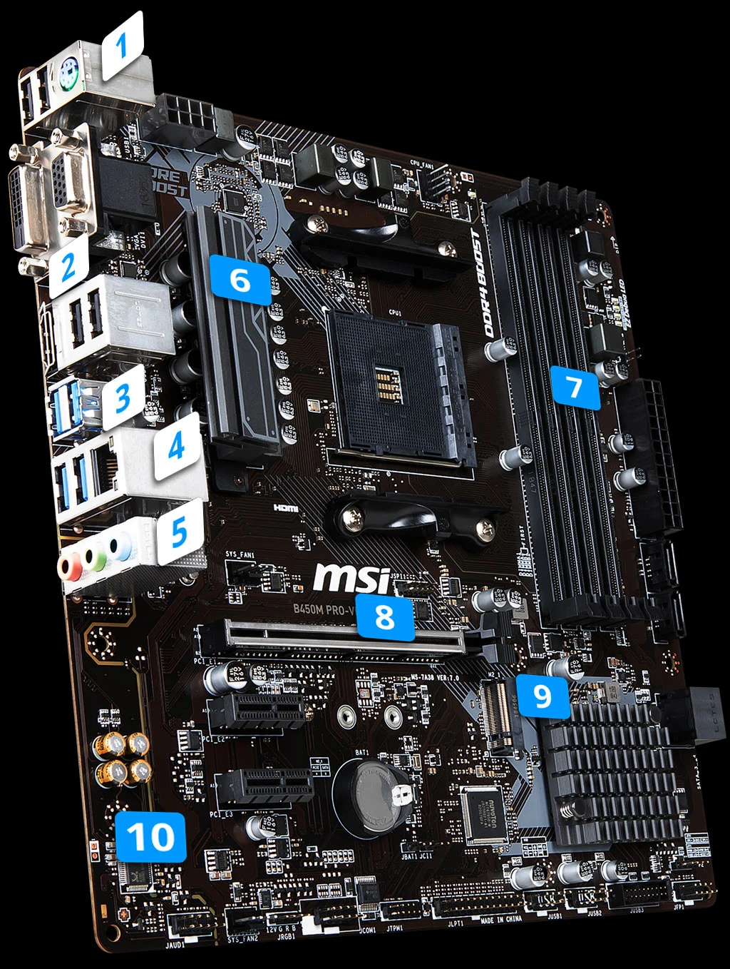 Mainboard MSI B450M PRO-VDH PLUS - AM4 - NEW