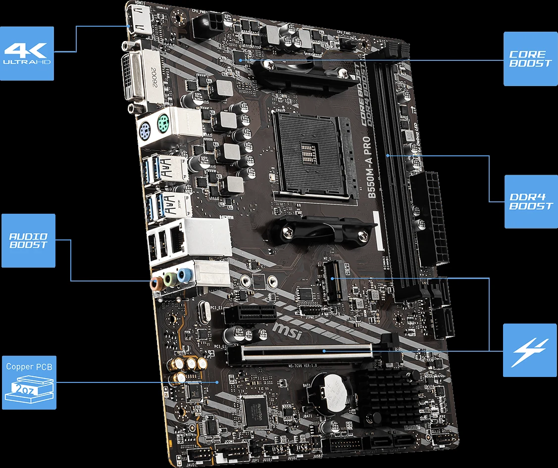 Mainboard MSI B550-A PRO - 4 Khe RAM DDR4 - AM4 - NEW
