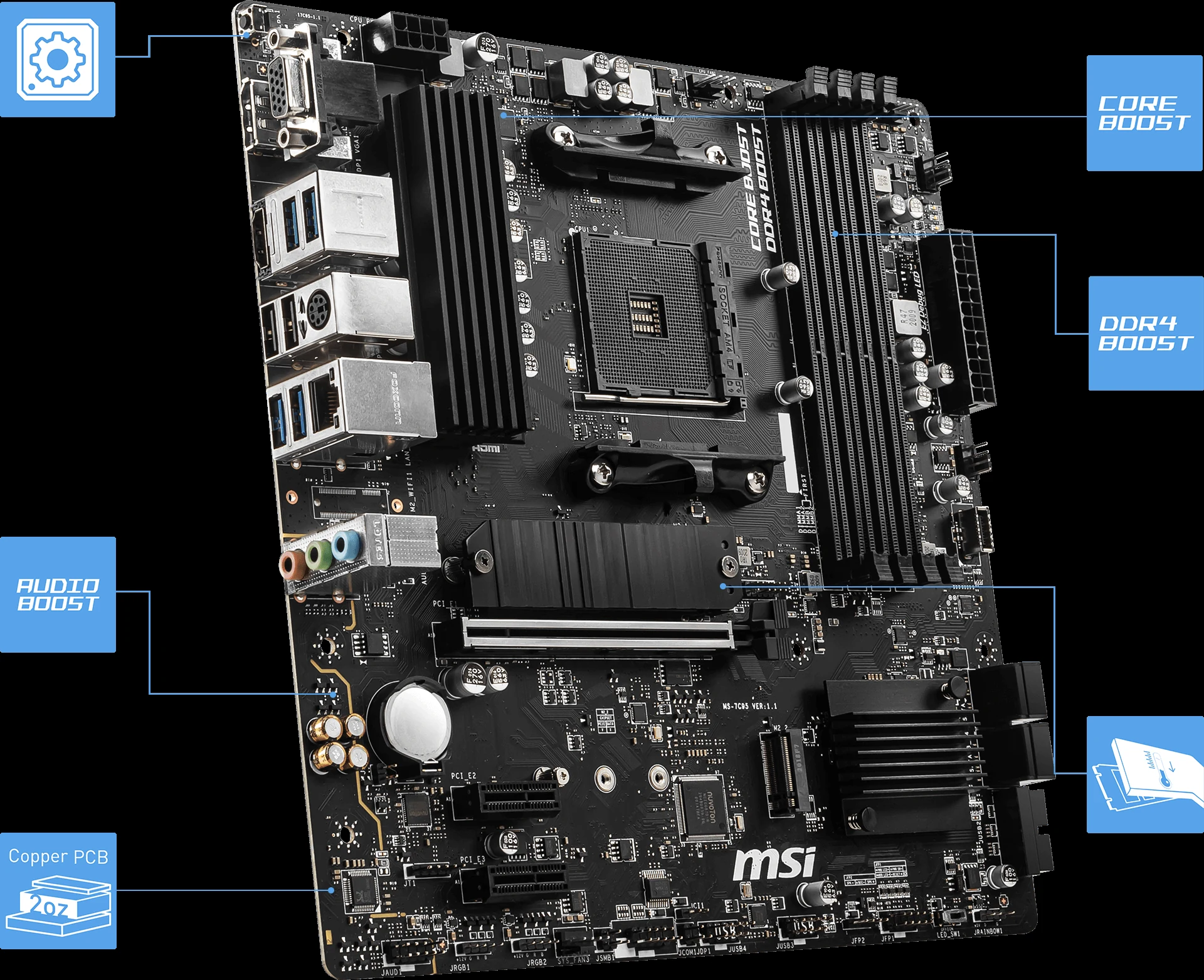 Mainboard MSI B550M PRO-VDH - 4 Khe RAM DDR4 - AM4 - NEW