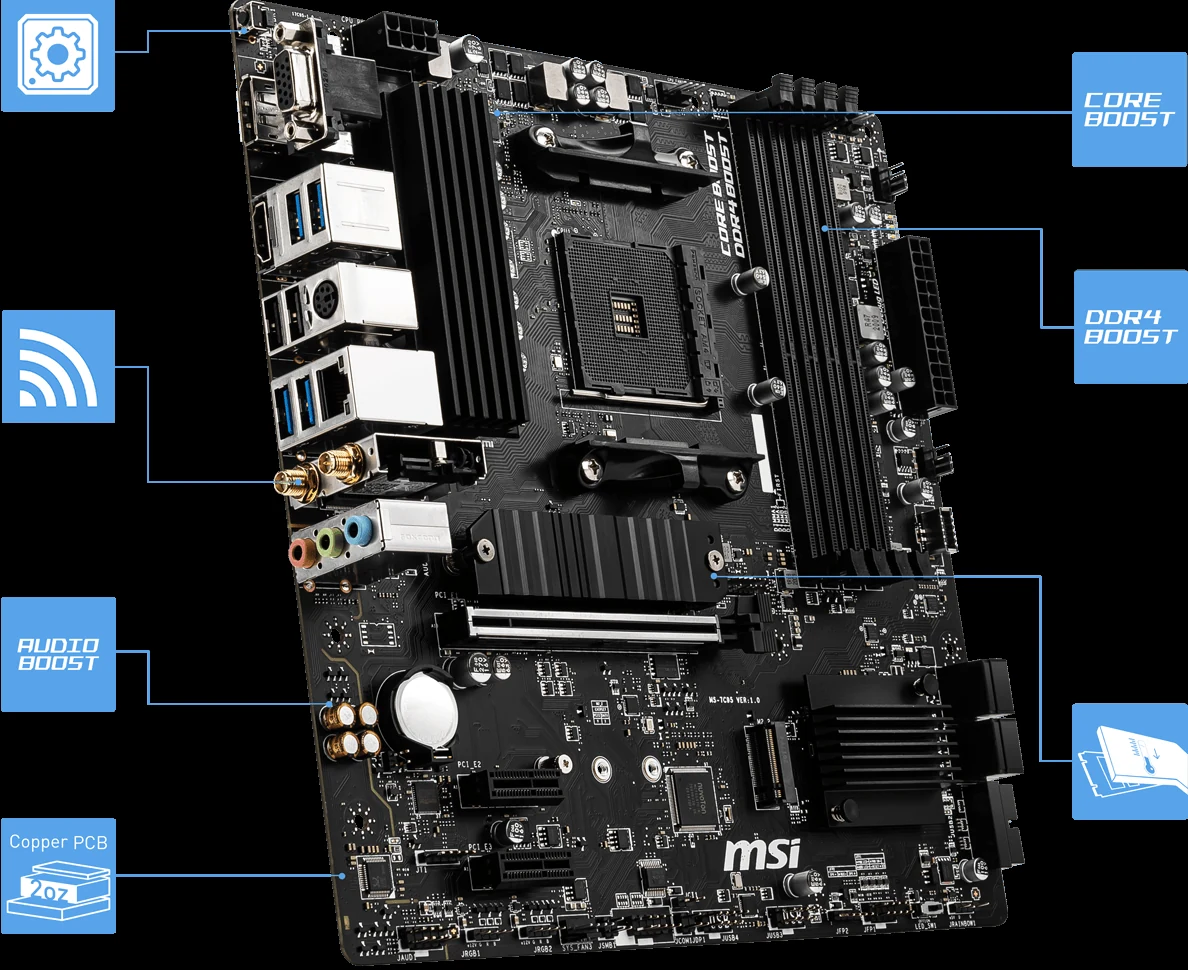 Mainboard MSI B550M PRO-VDH WIFI - 4 Khe RAM DDR4 - AM4 - NEW