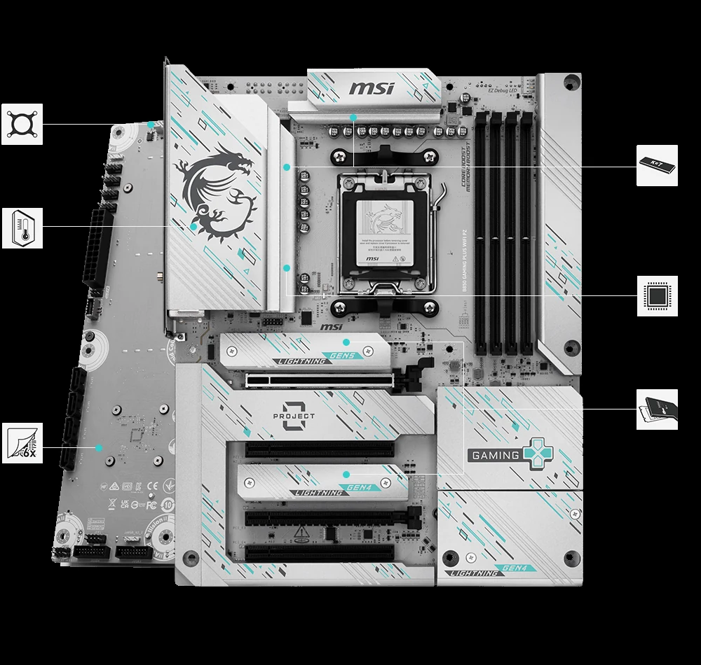 Mainboard MSI B850 GAMING PLUS WIFI PZ - 4 Khe RAM DDR5 - AM5 - NEW
