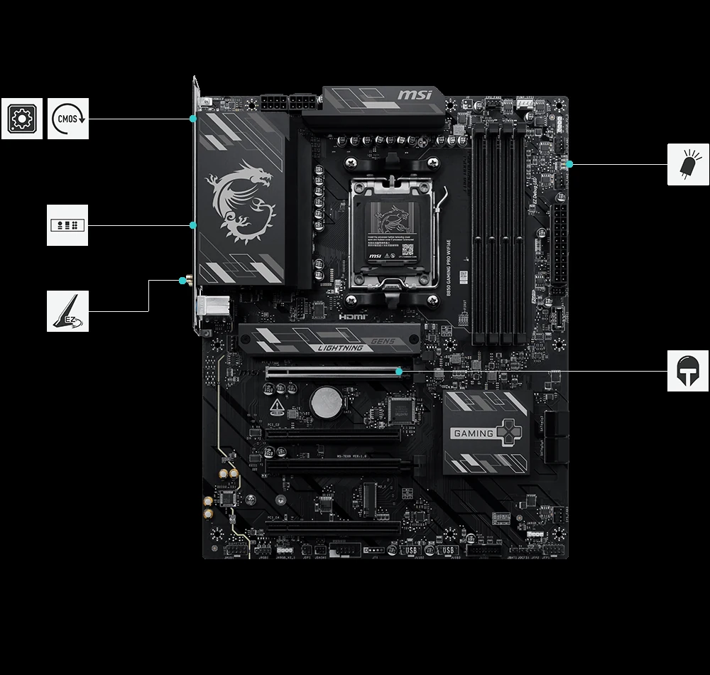 Mainboard MSI B850 GAMING PRO WIFI6E - 4 Khe RAM DDR5 - AM5 - NEW