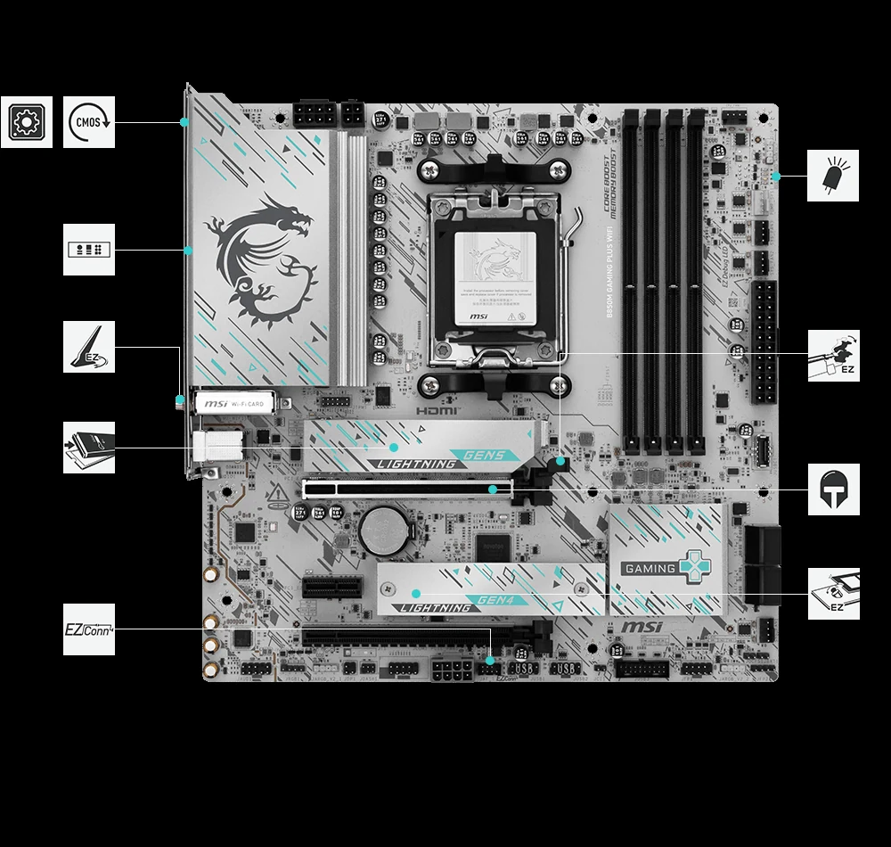 Mainboard MSI B850M GAMING PLUS WIFI - 4 Khe RAM DDR5 - AM5 - NEW