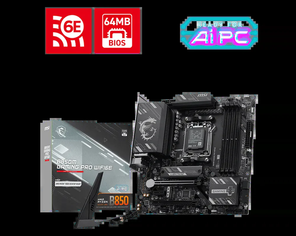 Mainboard MSI B850M GAMING WIFI6E - 2 Khe RAM DDR5 - AM5 - NEW