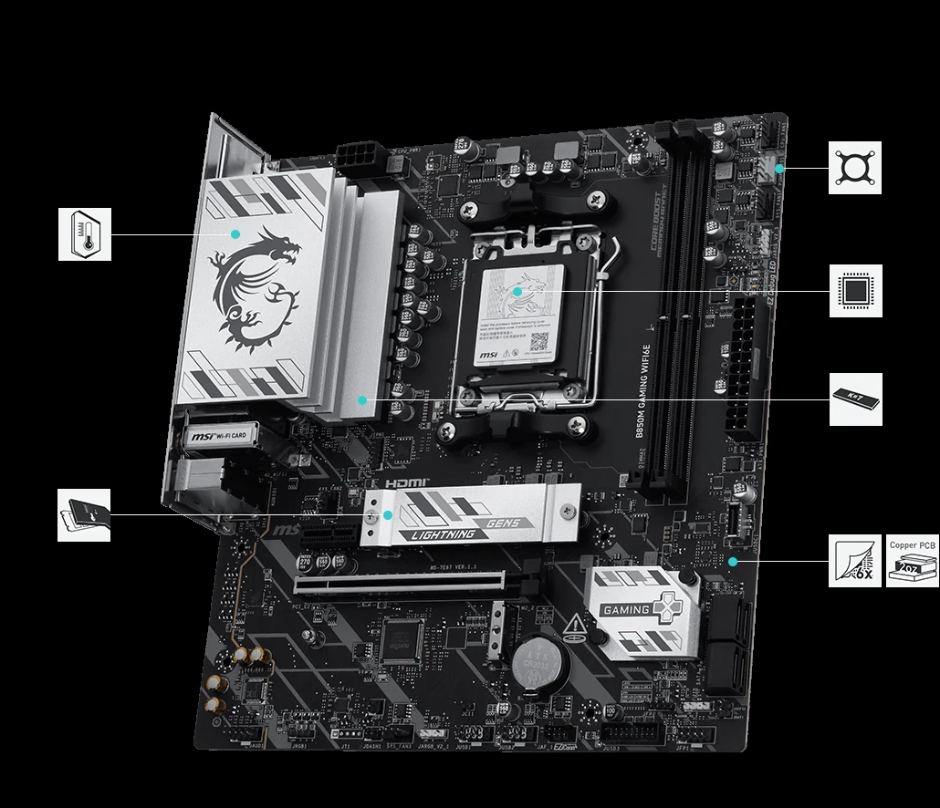 Mainboard MSI B850M GAMING WIFI6E - 2 Khe RAM DDR5 - AM5 - NEW