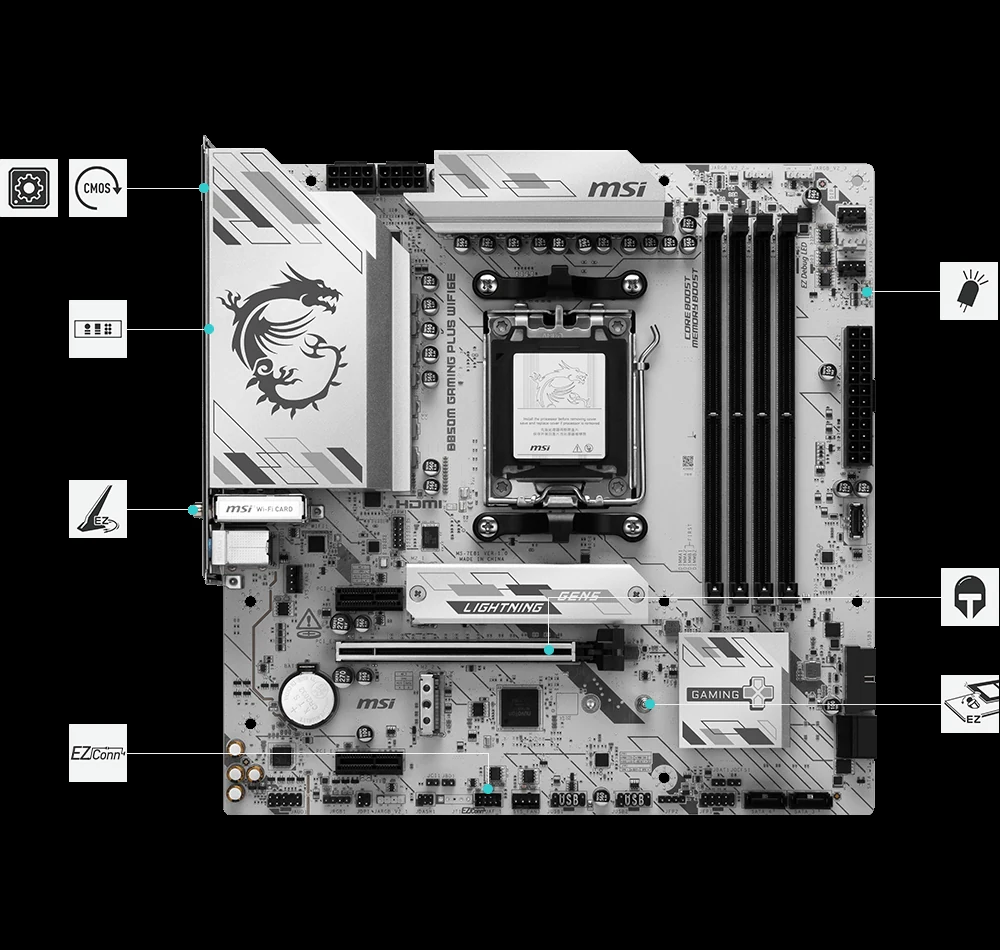 Mainboard MSI B850M GAMING WIFI6E - 2 Khe RAM DDR5 - AM5 - NEW