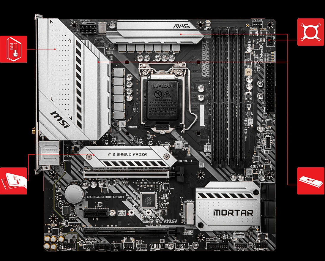 Mainboard MSI MAG B460M MORTAR WIFI - LGA 1200 - NEW