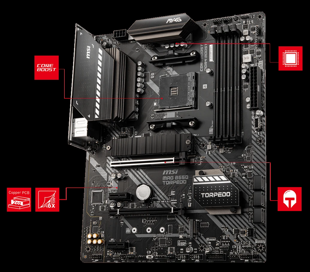 Mainboard MSI MAG B550 TORPEDO - 4 Khe RAM DDR4 - AM4 - NEW
