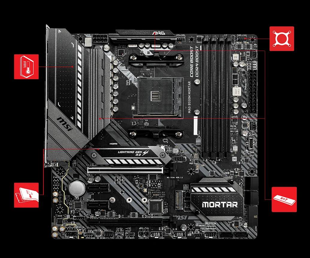 Mainboard MSI MAG B550M MORTAR - 4 Khe RAM DDR4 - AM4 - NEW