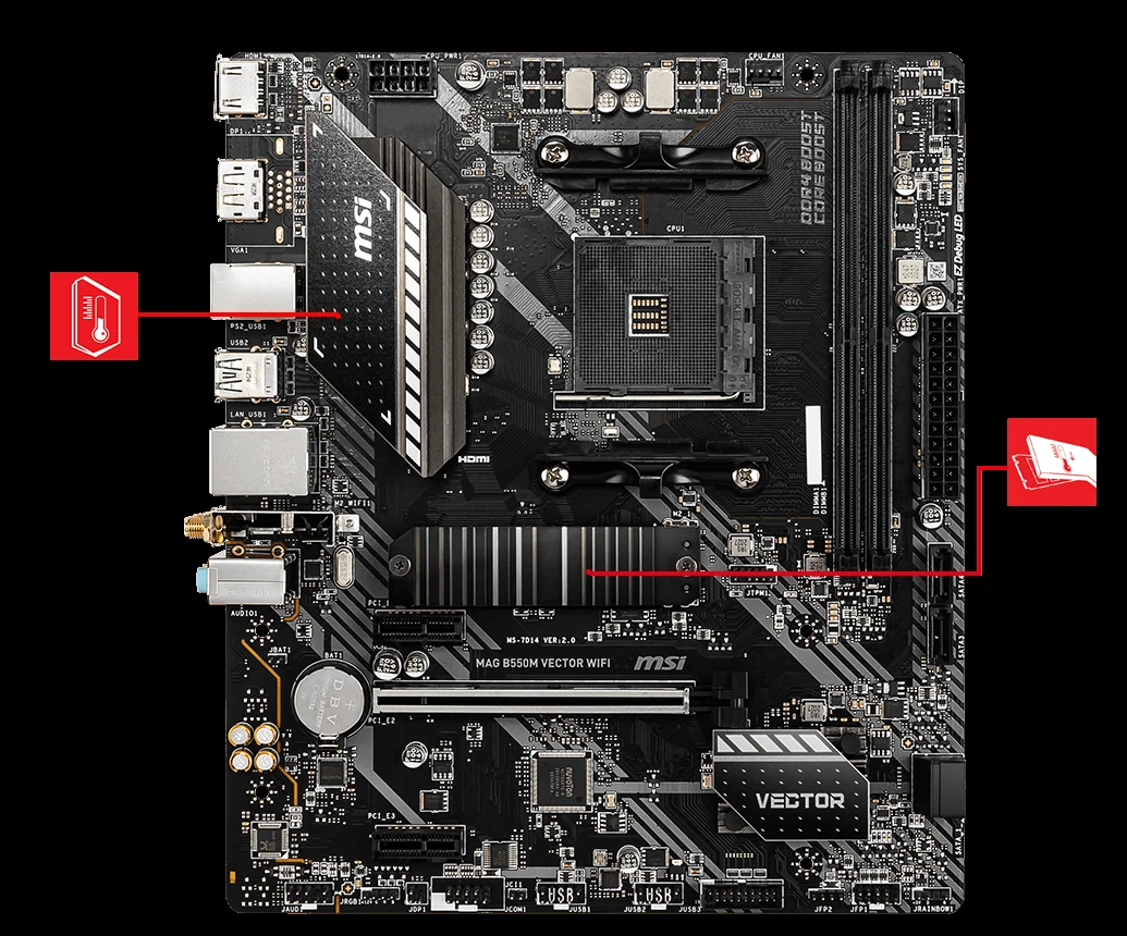 Mainboard MSI MAG B550M VECTOR WIFI - 2 Khe RAM DDR4 - AM4 - NEW