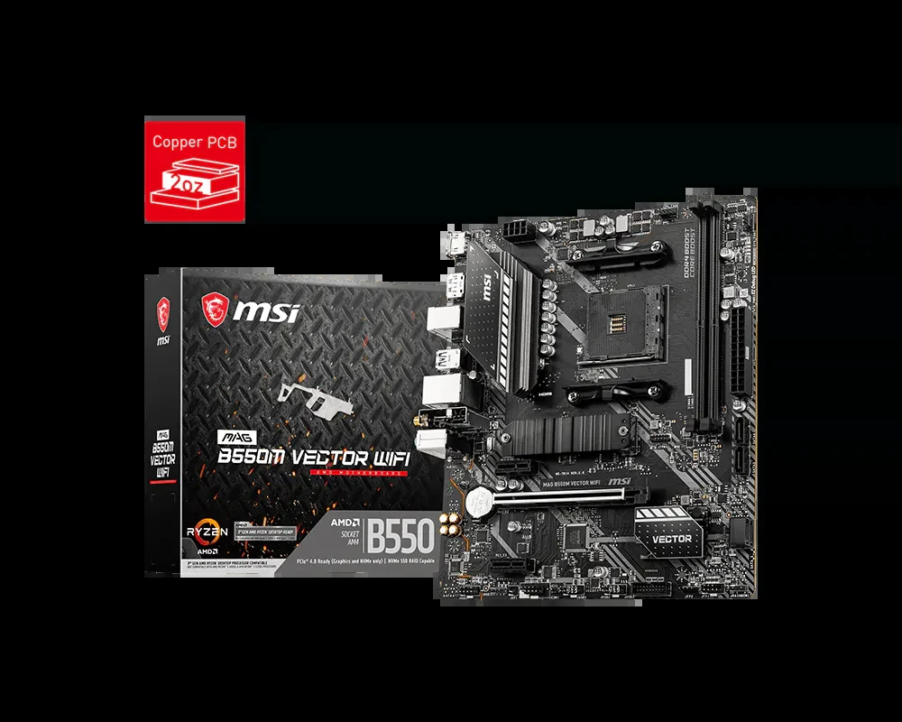Mainboard MSI MAG B550M VECTOR WIFI - 2 Khe RAM DDR4 - AM4 - NEW