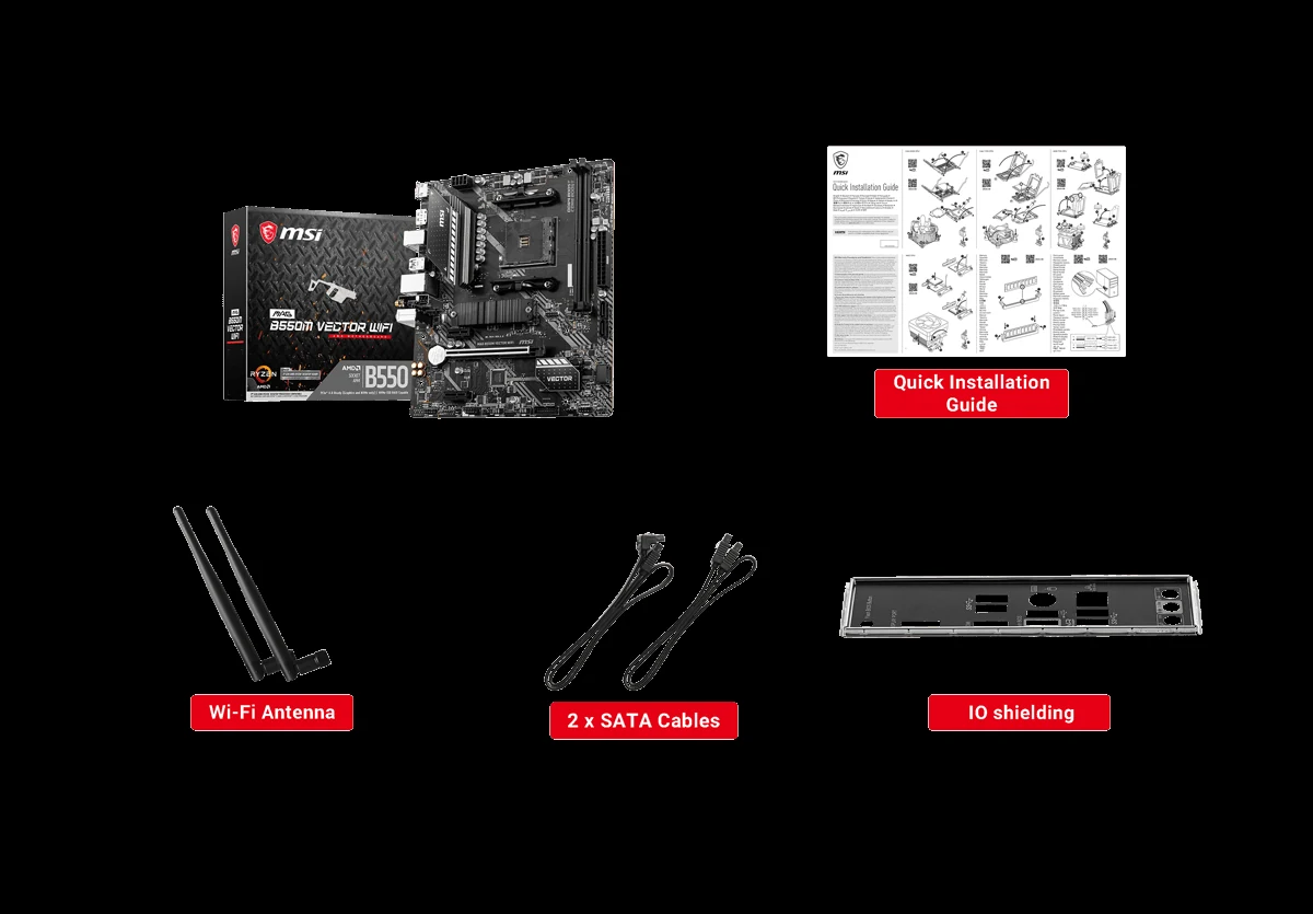 Mainboard MSI MAG B550M VECTOR WIFI - 2 Khe RAM DDR4 - AM4 - NEW