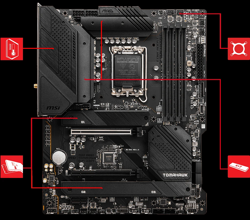 Mainboard MSI MAG B660 Tomahawk WiFi DDR4 - 4 Khe RAM DDR4 - LGA 1700 - NEW