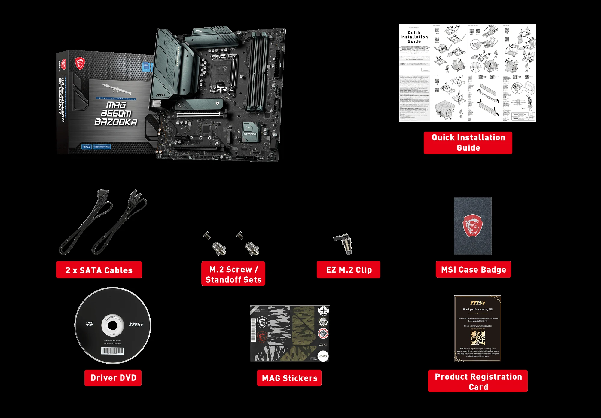 Mainboard MSI MAG B660M Bazooka - 4 Khe RAM DDR5 - LGA 1700 - NEW