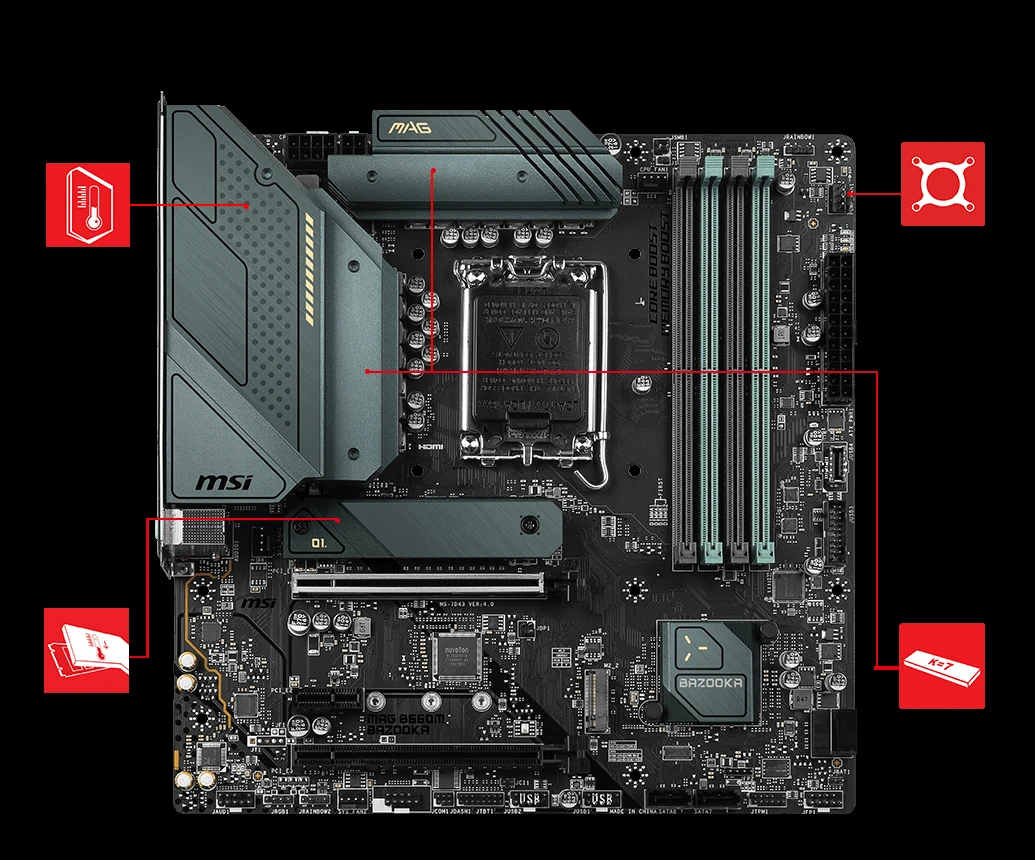 Mainboard MSI MAG B660M Bazooka - 4 Khe RAM DDR5 - LGA 1700 - NEW