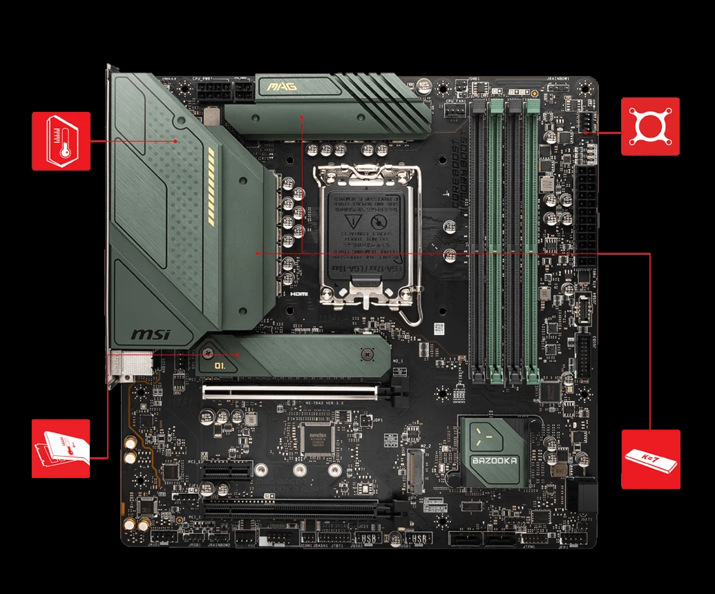 Mainboard MSI MAG B660M Bazooka DDR4 - 4 Khe RAM DDR4 - LGA 1700 - NEW