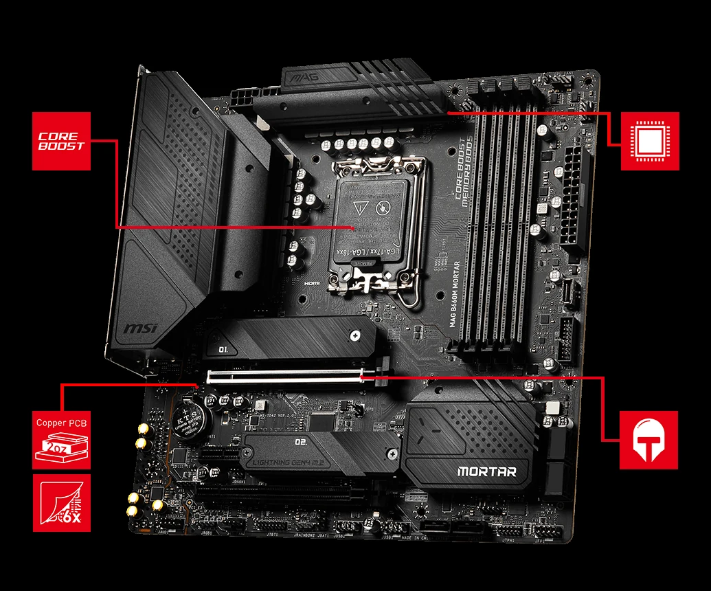Mainboard MSI MAG B660M Mortar - 4 Khe RAM DDR5 - LGA 1700 - NEW