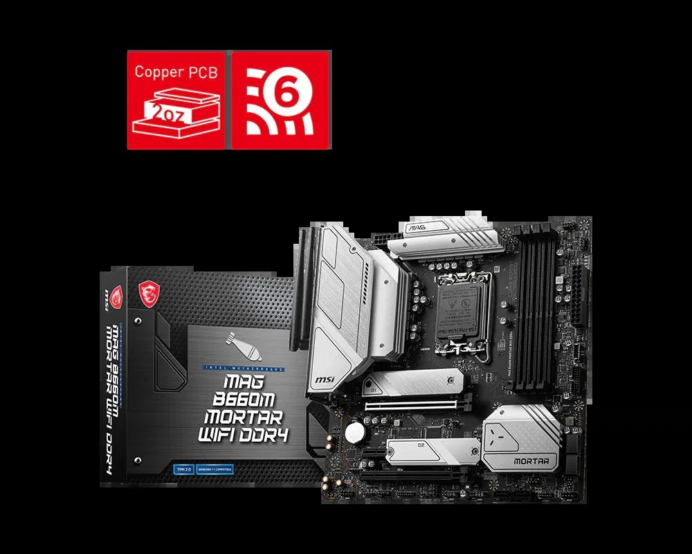Mainboard MSI MAG B660M Mortar WiFi DDR4 - 4 Khe RAM DDR4 - LGA 1700 - NEW