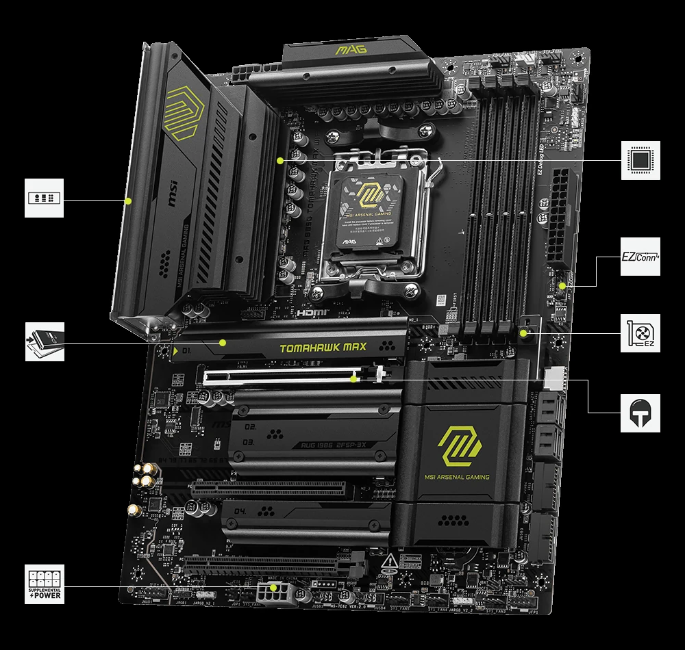 Mainboard MSI MAG B850 TOMAHAWK MAX WIFI - 4 Khe RAM DDR5 - AM5 - NEW