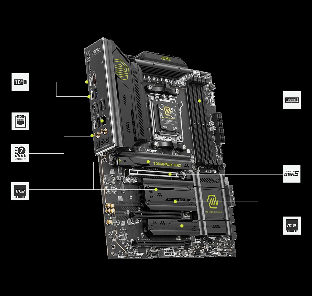 Mainboard MSI MAG B850 TOMAHAWK MAX WIFI - 4 Khe RAM DDR5 - AM5 - NEW