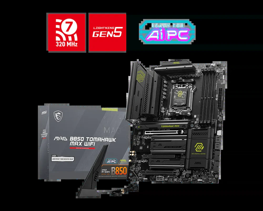 Mainboard MSI MAG B850 TOMAHAWK MAX WIFI - 4 Khe RAM DDR5 - AM5 - NEW