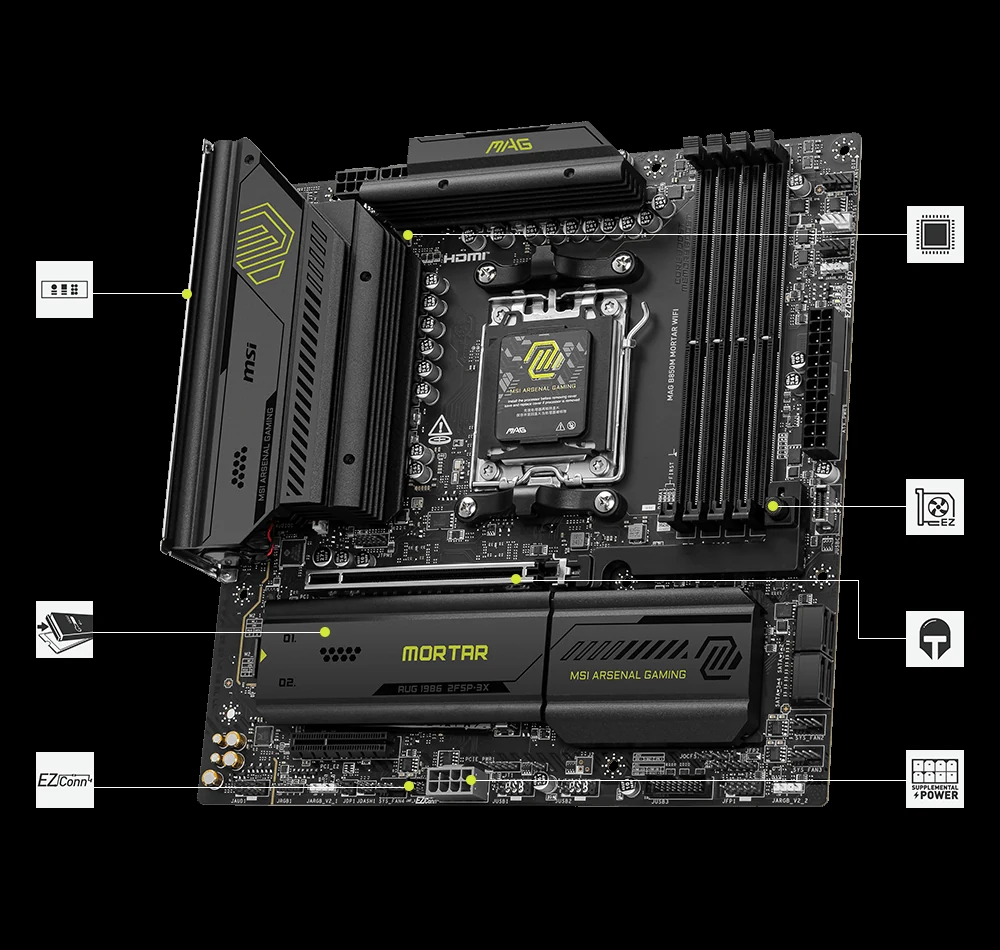 Mainboard MSI MAG B850M MORTAR WIFI - 4 Khe RAM DDR5 - AM5 - NEW