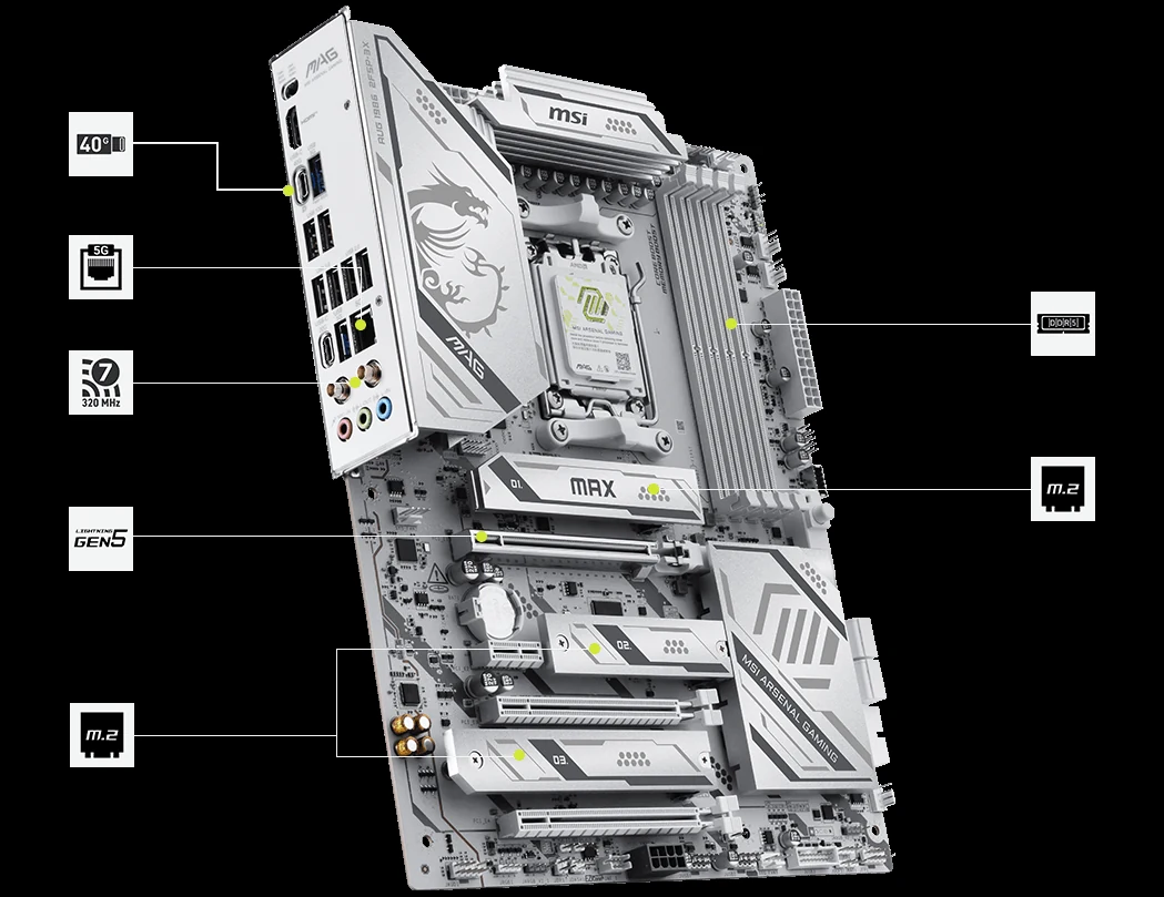 Mainboard MSI MAG X870E GAMING MAX WIFI - 4 Khe RAM DDR5 - AM5 - NEW