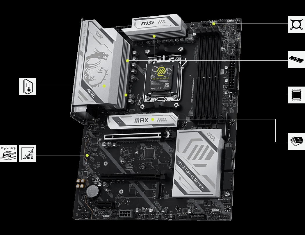 Mainboard MSI MAG X870E GAMING MAX WIFI - 4 Khe RAM DDR5 - AM5 - NEW