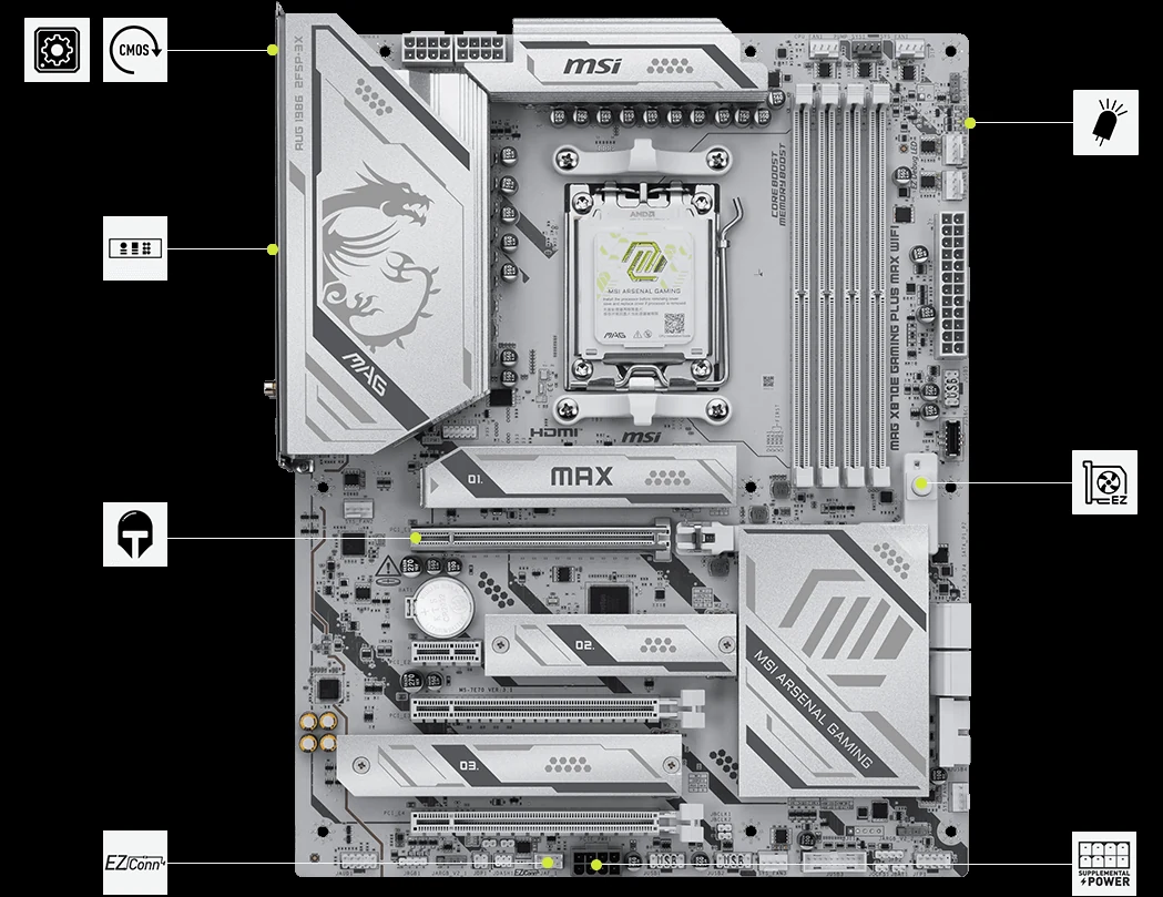 Mainboard MSI MAG X870E GAMING PLUS MAX WIFI - 4 Khe RAM DDR5 - AM5 - NEW